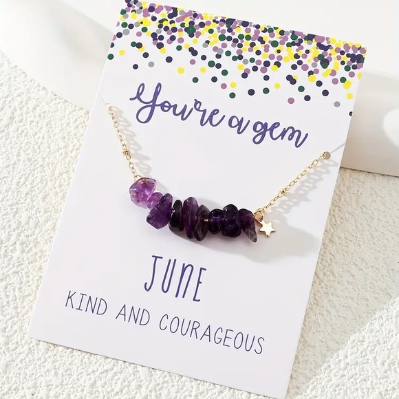 Natural Stone Chips Birthstone Necklace - Picture 7 of 13